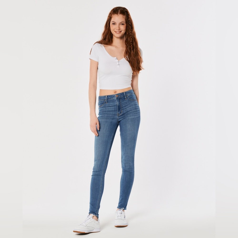 🩶♦️ Hollister Jean Leggings Women's Mid Rise Blue Jeans Size 28x31 7L